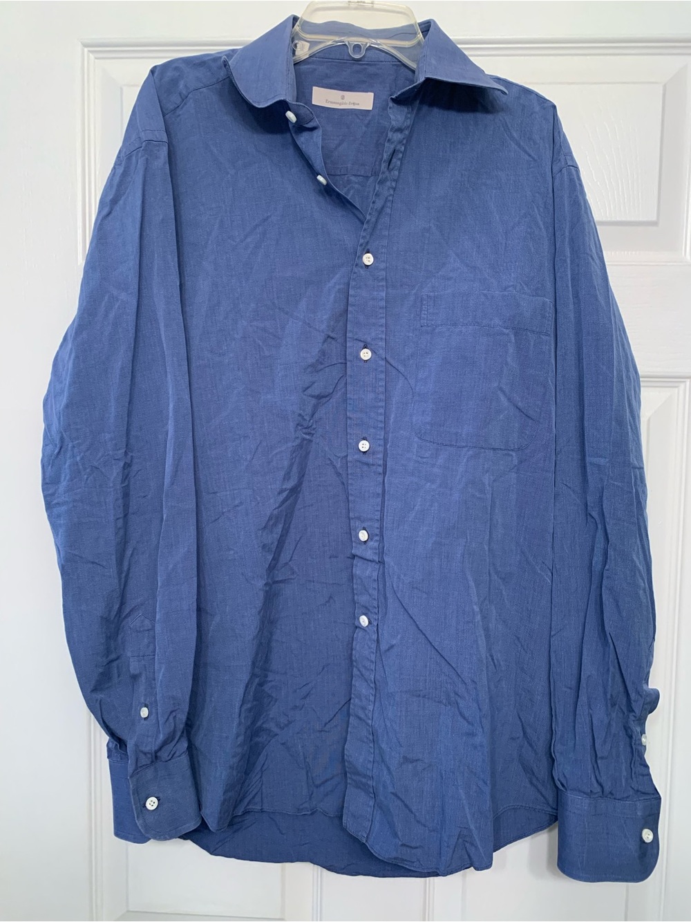 Ermenegildo Zegna solid blue coton dress shirt men’s size 38/15